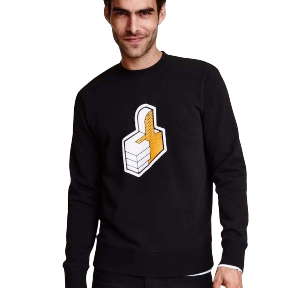 NWOT H&M Thumbs Up Graphic Sweatshirt | Size S | Black